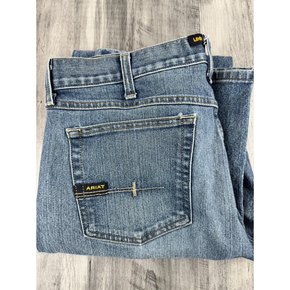 Ariat Rebar M4 Low Rise Basic Boot Cut Denim Blue Jeans 35x34 Western